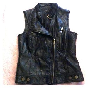 Bebe Black Leather Zip Up Vest🖤